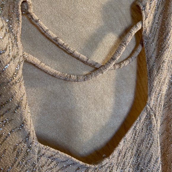 Vintage Gold Sparkle Glitter Open Back Fish Tail Sexy Party Halter Dress - Picture 12 of 17